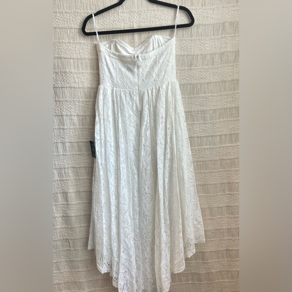 LULUS Curated Charm White Lace Strapless Bustier High-Low Dress BRIDAL - Picture 7 of 12